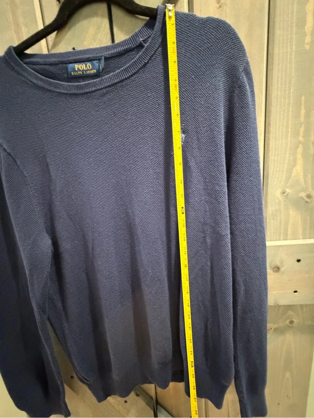 Polo Ralph Lauren Men’s Large Navy Blue Linen Cotton Crewneck Knit Sweater